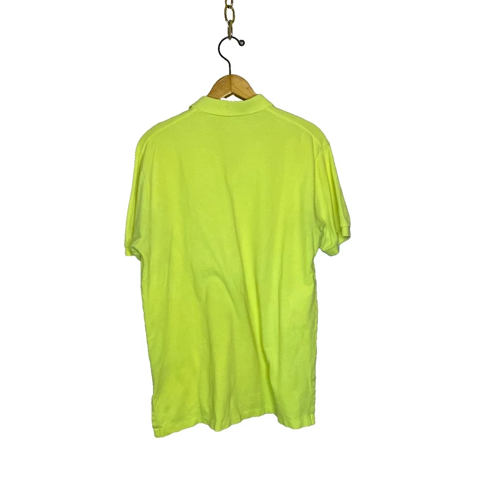 Men's Large Ralph Lauren Neon Yellow Cotton Polo Short Sleeve Shirt